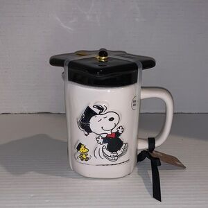 Rae Dunn Peanuts Snoopy Class Of 2025 Graduation Black Cap Mug